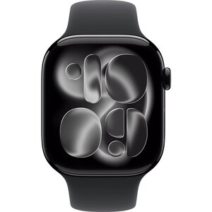 Apple Watch Series 11 GPS + Cellular 46mm Jet Black Aluminium Case with Black Sport Band - M/L