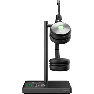 WH62 TEAMS BINAURAL EAR (DUAL EAR) OVER-THE-HEAD HEADSET. BUSYLIGHT ON HEADSET. LEATHER EAR CUSHIONS. YEALINK ACOUSTIC SHI
