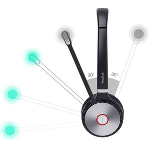 WH62 TEAMS BINAURAL EAR (DUAL EAR) OVER-THE-HEAD HEADSET. BUSYLIGHT ON HEADSET. LEATHER EAR CUSHIONS. YEALINK ACOUSTIC SHI