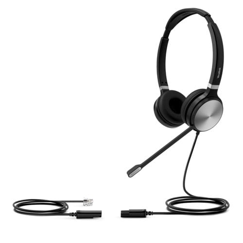 YEALINK YHS36 DUAL HEADSET FOR YEALINK IP PHONE. RJ9 HEADSET JACK NOISE CANCELLING HEARING PROTECTION LEATHER EAR CUSHIONS