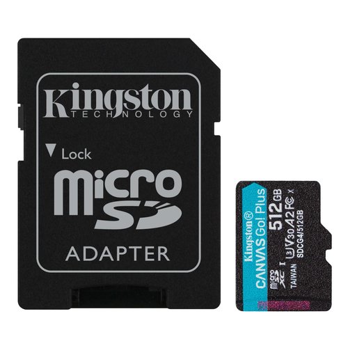 Kingston Canvas Go! Plus 512 GB Class 10/UHS-I (U3) V30 microSDXC - 200 MB/s Read - 160 MB/s Write