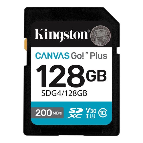 Kingston Canvas Go! Plus 128 GB Class 10/UHS-I (U3) V30 SDXC - 200 MB/s Read