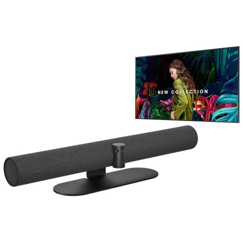 Jabra PanaCast 50 Black & Samsung QB65C 65in UHD QBC 16/7 Premium Display Bundle
