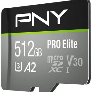PNY PRO Elite 512 GB Class 10/UHS-I (U3) microSDXC - 100 MB/s Read - 90 MB/s Write