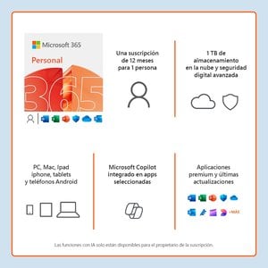 Microsoft 365 Familia (12 meses) 6 usuario. PC/Mac/Iphone/tablet. Requiere activación