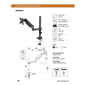 SINGLE MONITOR ARM 14in TO 32in UP TO 9kg