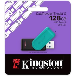 Flash USB DataTraveler Exodia 128GB PORTABLE USB 3.2 GEN 1 (Negro/Turquesa)