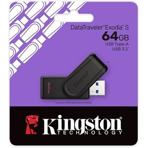 Unidad flash Kingston DataTraveler Exodia S - 64GB - USB 3.2 (Gen 1) - Negro - 1