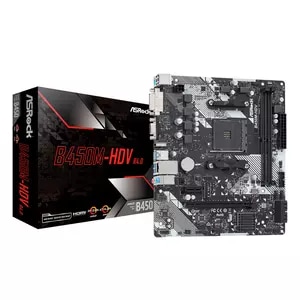 Placa Base de computador de escritorio ASRock B450M-HDV R4.0 - AMD B450 Conjunto de Circuitos Integrados - Socket AM4 - Mi
