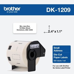 Brother DK1209 Etiqueta de dirección - 28.96mm Width x 61.47mm Longitud - Rectángulo - Térmica - Blanco - 800 / Rollo - 80