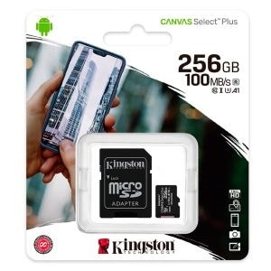 microSDXC Kingston Canvas Select Plus SDCS2 - 256GB - Class 10/UHS-I (U3) - 1 - 100MB/s Leer - 85MB/s Escribir