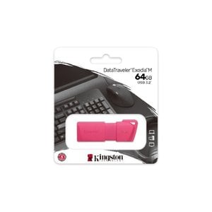 Unidad flash Kingston DataTraveler Exodia M - 64GB - USB 3.2 (Gen 1) Tipo A - Rosa neón - 5Año(s) Garantía