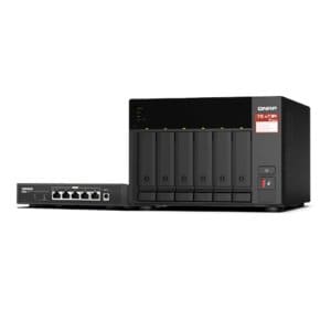 TS-673A-SW5T-US - QNAP Desktop 6-bay NAS/iSCSI IP-SA with  QSW-1105-5T 2.5GbE x 5 ports unmanaged switch