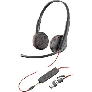 Auriculares Poly Blackwire 3220 Cableado Sobre la oreja Estéreo - Negro - Binaural - Cerrado - 32Ohm - 158.5cm Cable - Omn