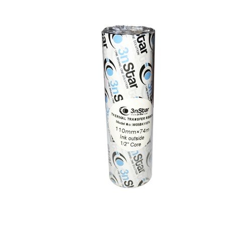 Cinta térmica para impresora LTT214 - 110 x 74. negro. núcleo de 1/2". tinta Afuera - W05BK11074
