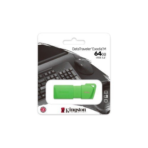 Unidad flash Kingston DataTraveler Exodia M - 64GB - USB 3.2 (Gen 1) - Verde - 5Año(s) Garantía