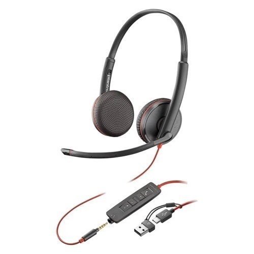 Auriculares Poly Blackwire 3220 Cableado Sobre la oreja Estéreo - Negro - Binaural - Cerrado - 32Ohm - 158.5cm Cable - Omn
