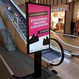 HI-ND Digital Signage Stand - Up to 139.7 cm (55") Screen Support - Floor - Powder Coated - Metal, Glass - Black