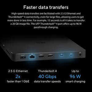 Asus DC500 Thunderbolt 4 Docking Station for Monitor, Notebook, Memory Card Reader - Memory Card Reader - SD - 150 W - Bla