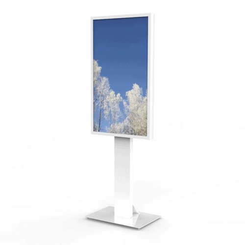 HI-ND Digital Signage Stand - Up to 139.7 cm (55") Screen Support - Floor - Powder Coated - Metal, Glass - White