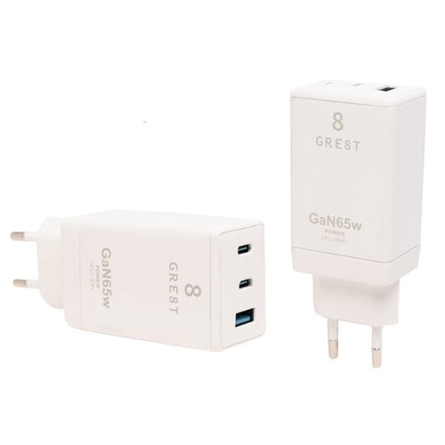 GRE8T GRS PD WALLCHARGER USB-2CA 65W WHITE B2B