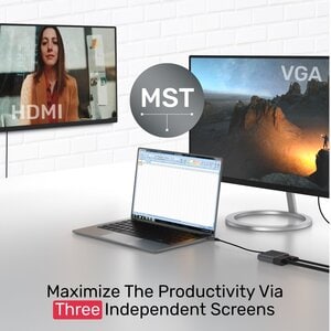 4-in-1 USB-C to HDMI(4K@60Hz) + VGA MST Adapter with USB2.0 + PD100W