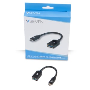 V7 Black USB Cable USB 3.0 A Female to USB-C Male 0.3m 1ft