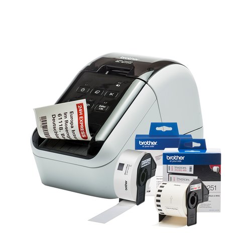 Brother QL-810WC Desktop Direct Thermal Printer - Two-color - Label Print - USB - IEEE 802.11b/g/n Wireless LAN - With Cut