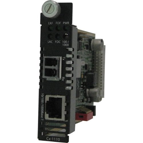 Perle C-1110-M2LC05 Transceiver/Media Converter - 2 Port(s) - 1 x Network (RJ-45) - Duplex LC Port - 10/100/1000Base-T, 10